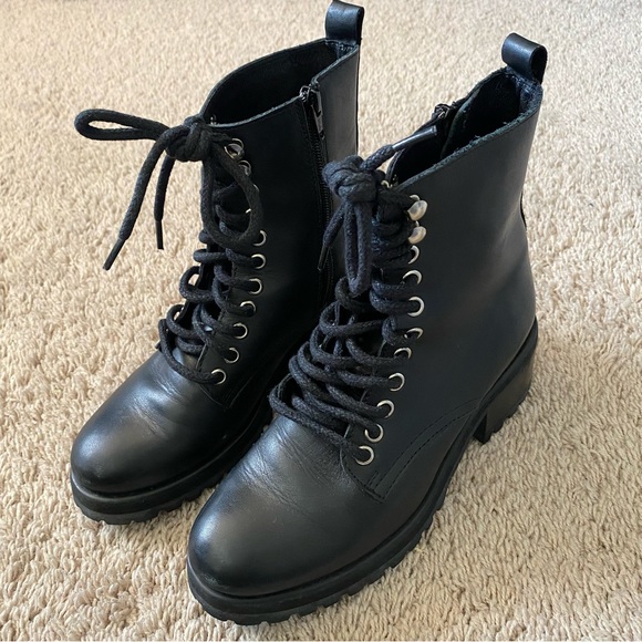 Steve Madden Geneva Combat Boot, Black Leather, size 7 - Picture 5 of 14